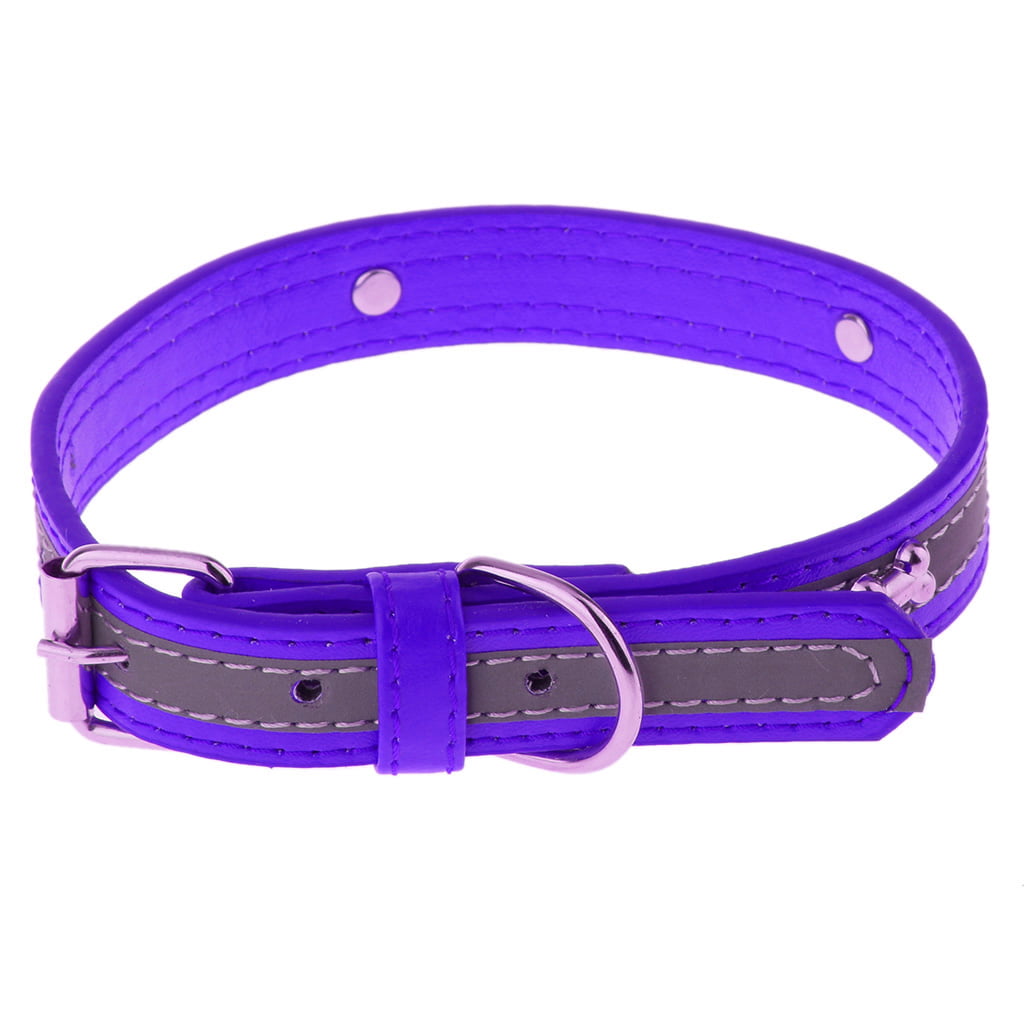 Purple Pet Puppy PU Leather Paw Shaped Stud Dog Collar Buckle Neck Strap 