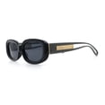 thumbnail image 6 of Womens Metal Chain Jewel Arm Oval Rectangle Mod Plastic Sunglasses Black Grey - Black, 6 of 7
