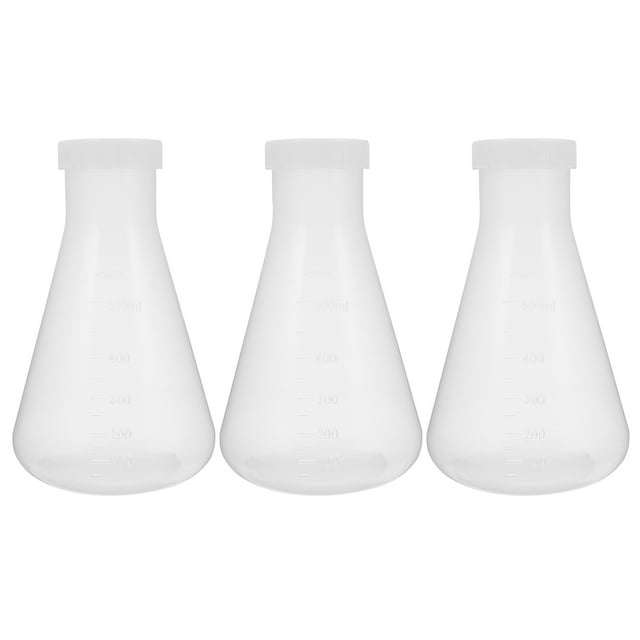 KAKOWELY 3pcs Plastic Erlenmeyer Flask Transparent Science Flask Practical Conical Flask,6.69"X3.94"X1.97"