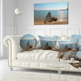 thumbnail image 3 of Designart Old Pier at Beach Panoramic View - Wooden Sea Bridge Throw Pillow - 12x20, 3 of 5