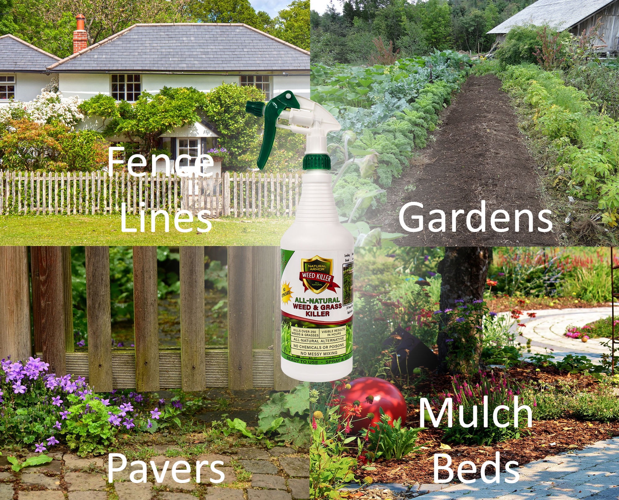 Natural Armor Weed & Grass Killer All-Natural Concentrated Formula. Contains No Glyphosate. Case of (4) Gallons