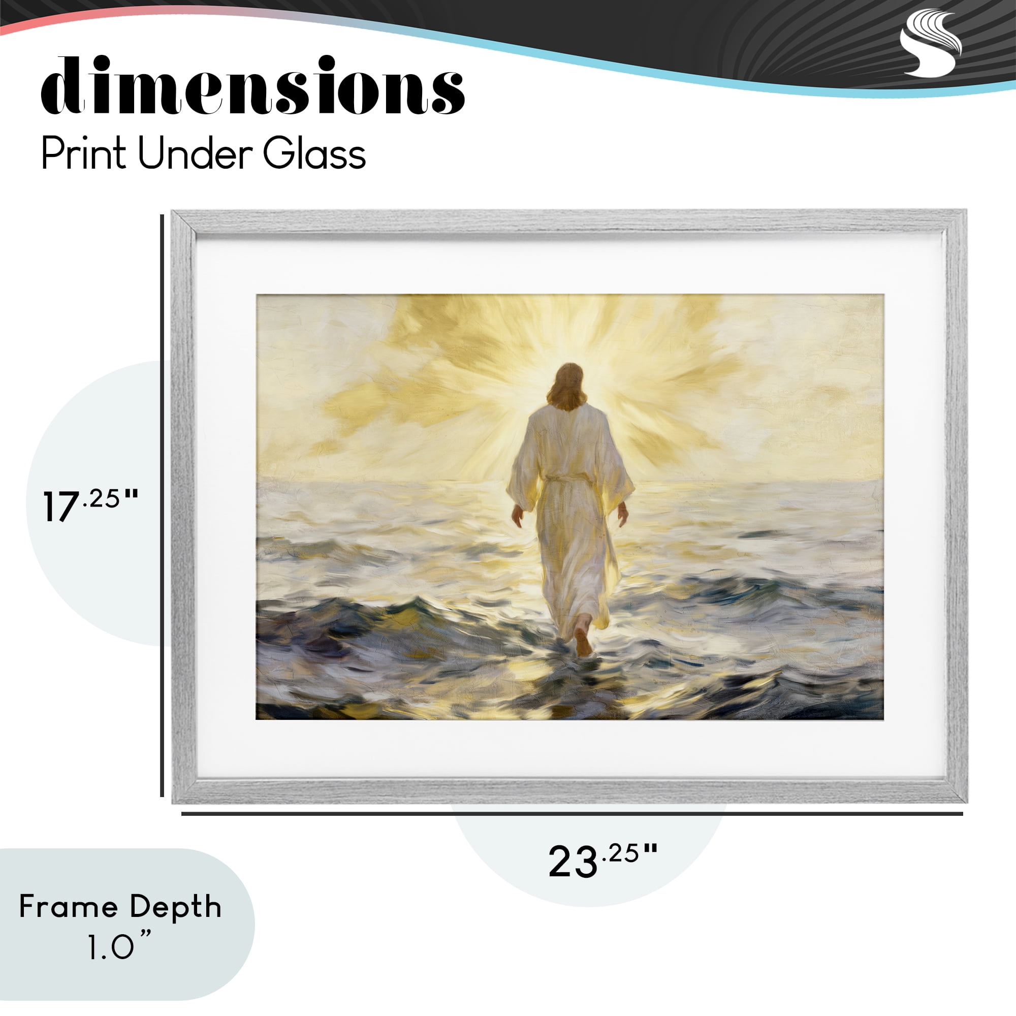 Stupell Industries Golden Walk Spiritual Figure Gray Framed Print Under Glass, design by Kim Allen