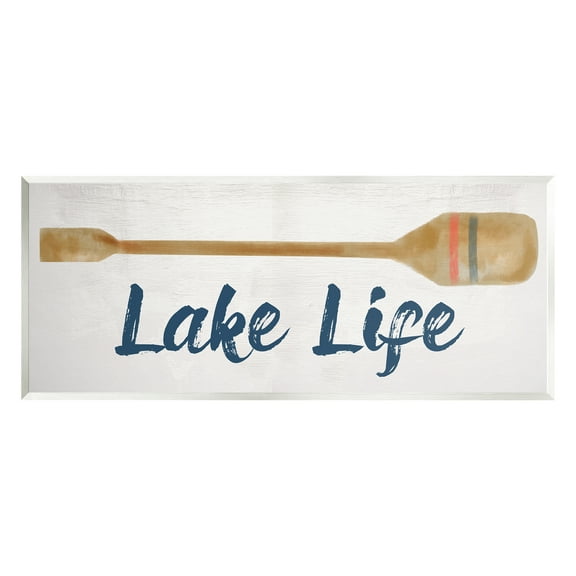 Stupell Industries Lake Life Boat Oar Inspirational Painting Unframed Art Print Wall Art, 17 x 7