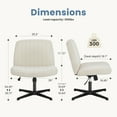 thumbnail image 6 of Office Chair Armless Criss Cross Legged Chair No Wheels, Comfy Home Office Desk Chairs, Adjustable Swivel Padded Fabric Vanity Task Computer Chair, 6 of 14