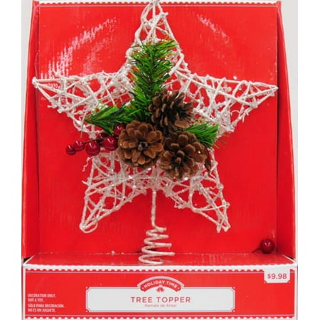 Christmas Tree Star Charm - Holiday Time Christmas Decor White Star Tree Topper, 11.8
