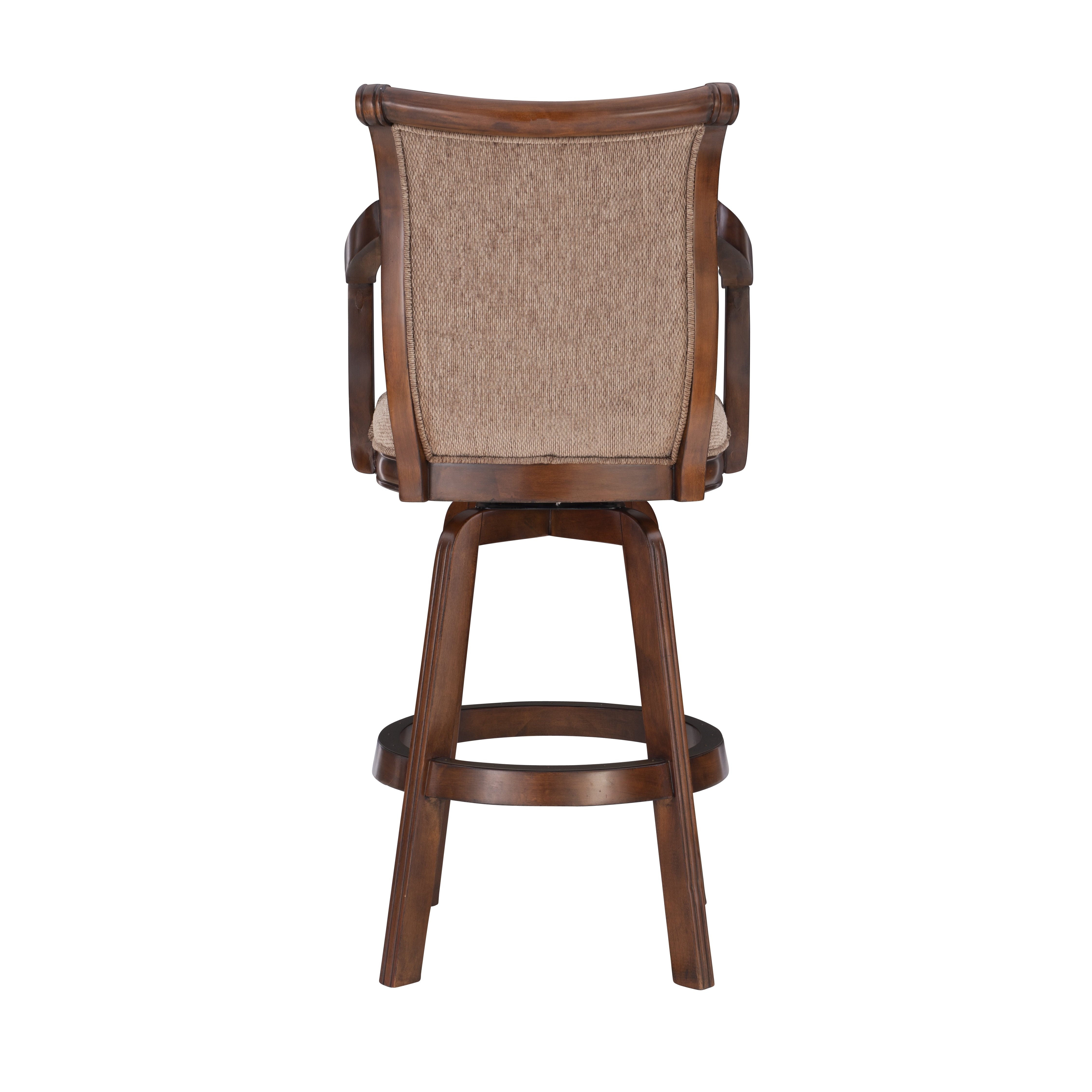 Linon Brandon 30" Mid Back Indoor Upholstered Bar Stool with Arms and Swivel, Light Warm Cherry/Light Brown