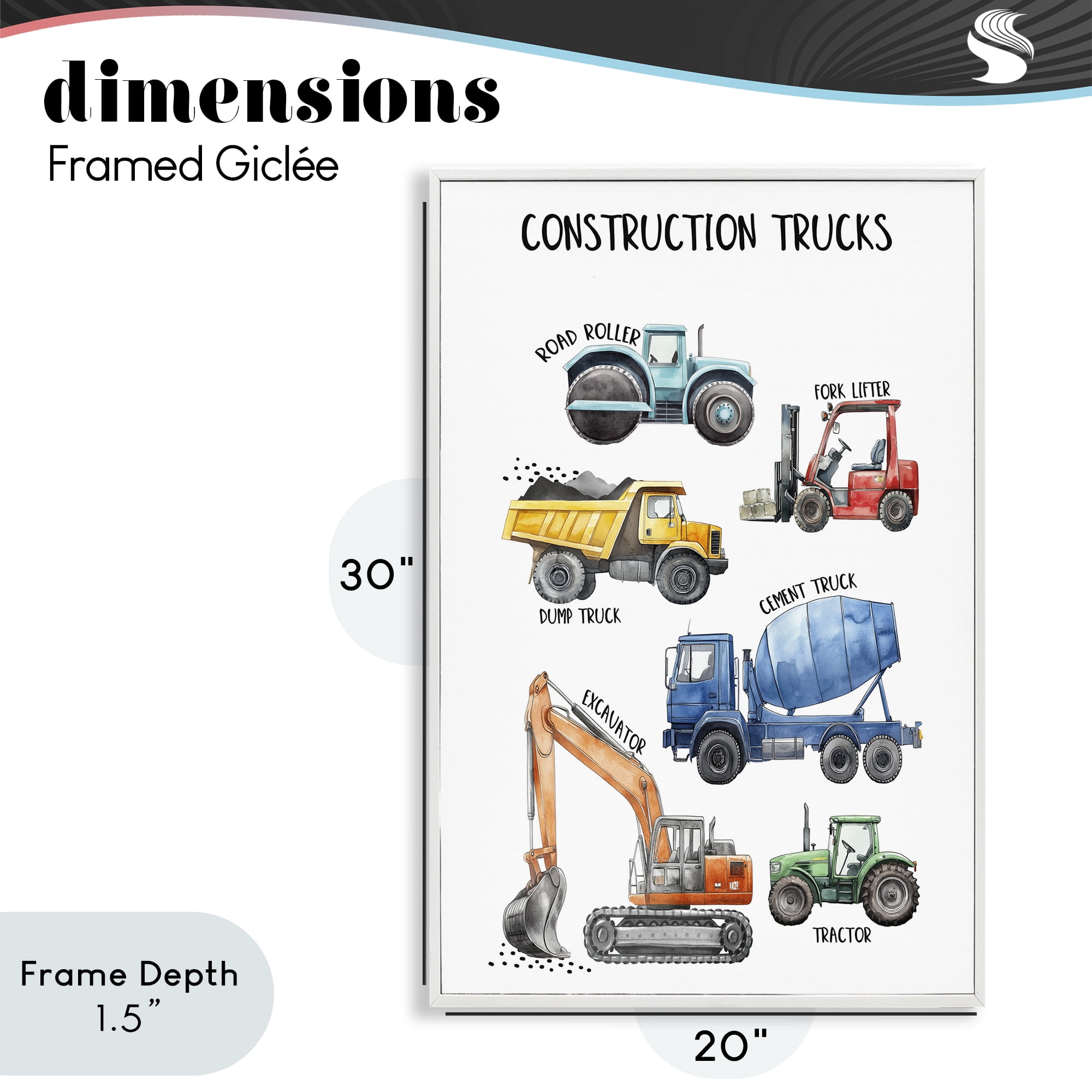 Stupell Industries Utility Trucks Construction White Framed Giclee Art, design by Christine Simpson Art