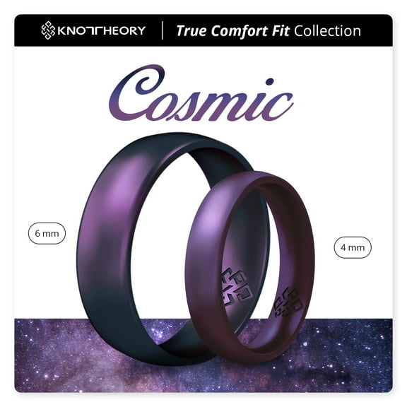 Cosmic Purple Breathable Silicone Ring for Women and Men 6mm Bandwidth