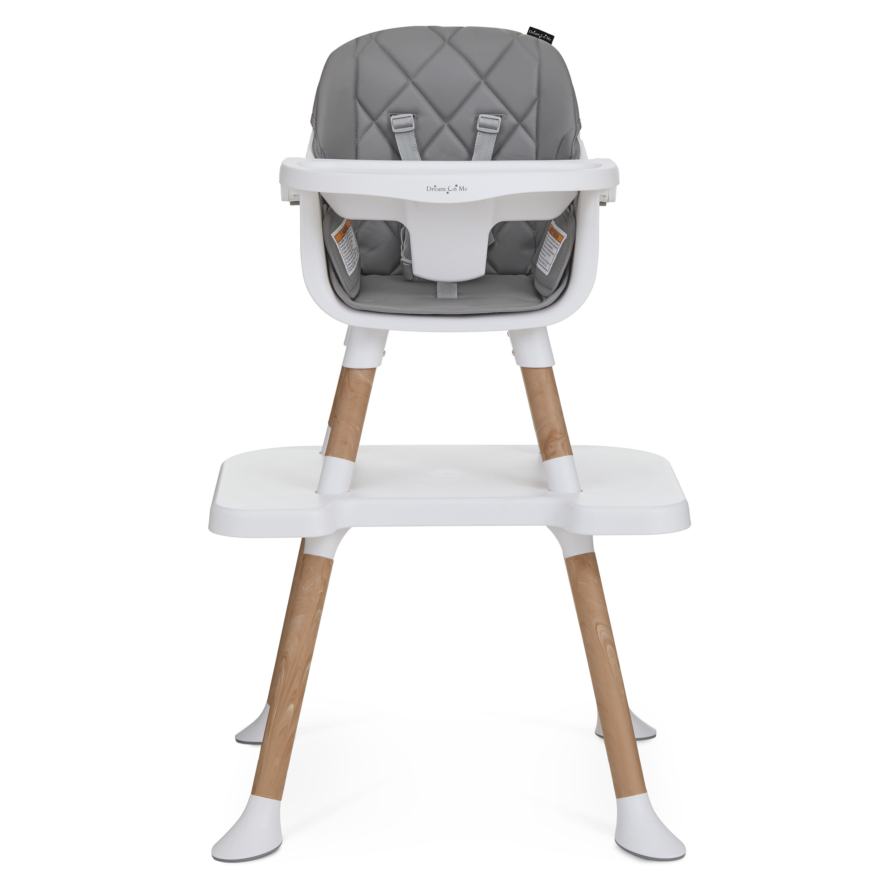 Dream On Me Luna 4-in-1 Convertible Baby High Chair in Cool Gray, Transforms into Booster, Toddler Seat & Table Set, Adjustable and Removable Tray Portable High Chair