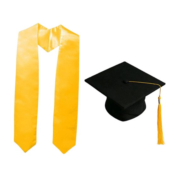 Artículos para fiestas de ceremonia de graduación con birrete y borla, regalo para birrete académico. Estola amarilla