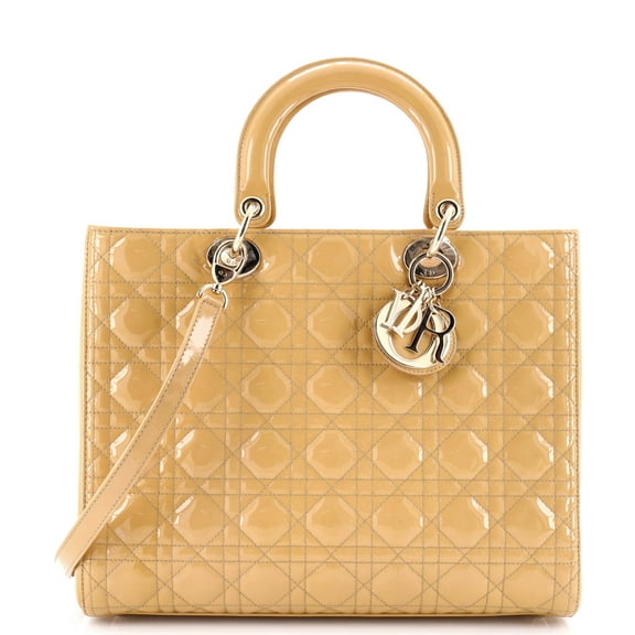 Pre-Owned Lady Dior Bag Cannage Quilt Patent Large By Rebag