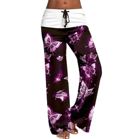

Lumento Women Comfy Soft Palazzo Pants Ladies Wide Leg Polka Dot Floral Print Pajama Pants Lounge Stretch Casual Trousers