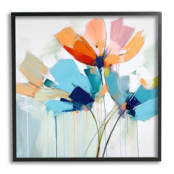 Stupell Industries Modern Tulips Abstraction Abstract Painting Black Framed Art Print Wall Art, 24 x 24