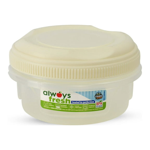 Compac Home Hi-Top Household Kitchen Plastic Cylinder Container - 12oz - Ivory - Food Storage, Portion Control, Dishwasher Safe, Microwave Safe