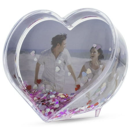 Bestpysanky Heart Shaped Water Globe Picture Frame 3 5