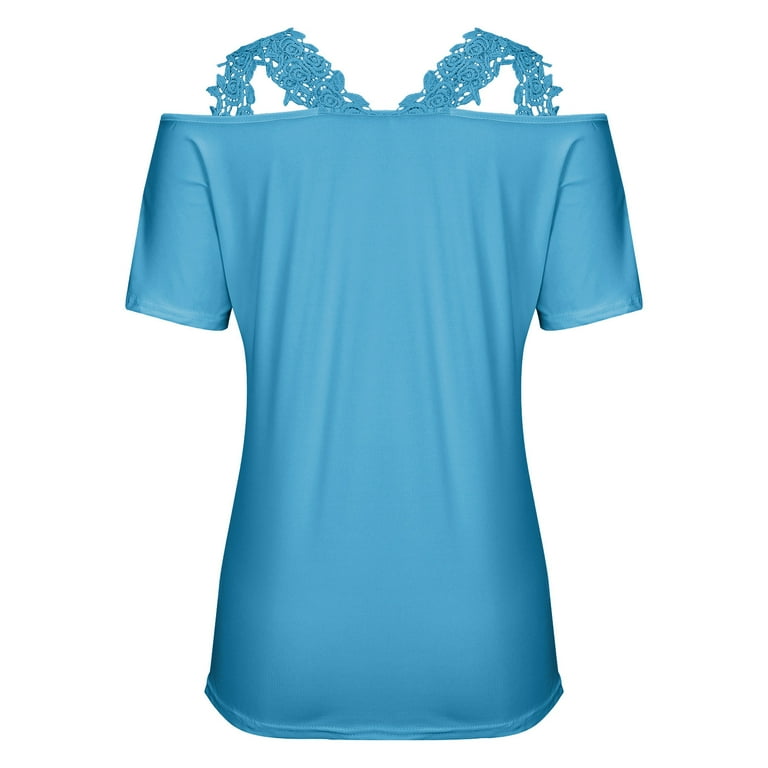 Casual Short sleeve Solid Color V neck Pachwork Plus size Tops Casual Short sleeve Solid Color V neck Pachwork Plus size Tops