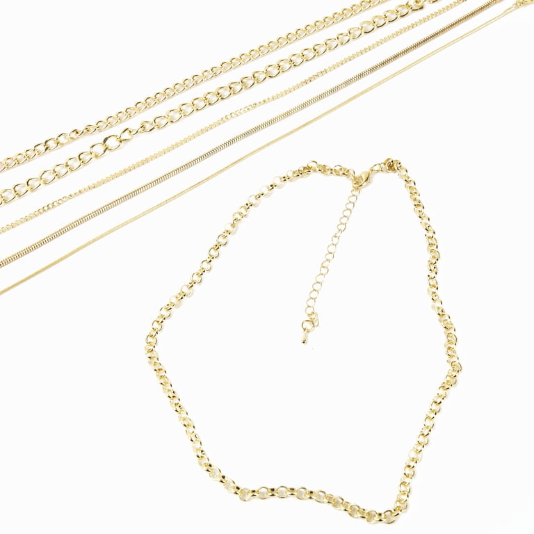 Cousin DIY 6 Gold Multi Chain Necklace Pack, 18-21 in with