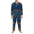 Adobk Funny Steam Train Print Mens Pajamas Set Long Sleeve Soft Pajamas