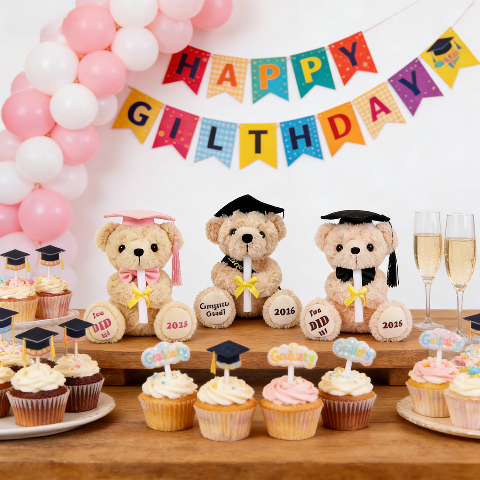 Decorr 7.1" Graduation Bear Plush Toys, Black Grad Cap Stuffed Animals with "You DID it! 2026" Embroidery, Soft Grad Bear Doll for 2026 Graduation Gifts & Commemorative Decor