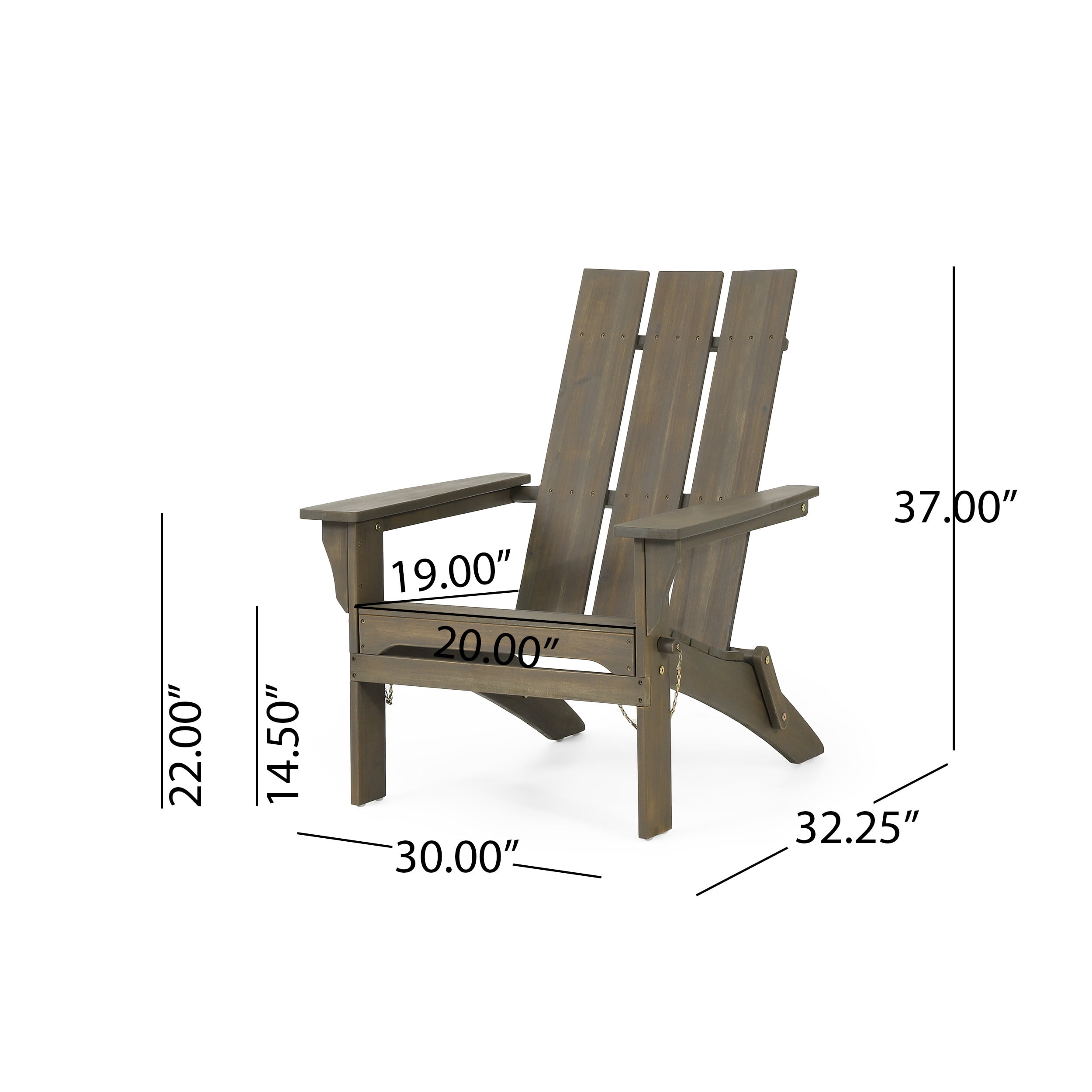 Eliphaz Acacia Wood Outdoor Foldable Adirondack Chair, Gray