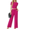 thumbnail image 6 of MINTREUS Lounge Sets for Women Short Sleeve Tops Wide Leg Pants Comfy Loungewear Two Piece Outfits with Pocketed, 6 of 6