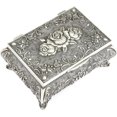 thumbnail image 2 of Joyero de plata antiguo - Caja de metal estilo floral vintage para, 2 of 5