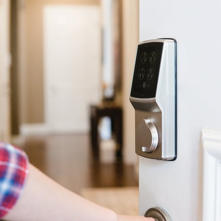 Lockly - Secure Pro Smart Lock Wi-Fi Replacement Deadbolt with 3D Biometric Fingerprint/Keypad/Voice Control Access - Satin Nickel