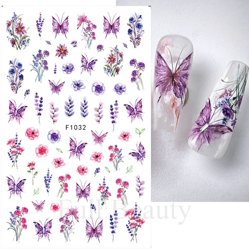Simple Flowers 3D Nail Stickers Spring Summer Blossom Floral Tulip Fruit Nail Art Decals Adhesive Sliders Manicure Decorations