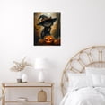 thumbnail image 3 of HVEST Halloween Black Cat Wall Art Scary Pumpkin Bat and Maple Leaf Canvas Wall Art Vintage Halloween Gothic Framed Wall Decor for Living Room Bedroom Home, 8 X 10 inches, 3 of 5
