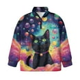 thumbnail image 4 of Uourmeti Colorful Planet Black Cat Kids Soccer Sweatshirt Quarter Zip Up Pullover Sweatshirts Athletic Sportswear Top for Sports Practice Gym Run Size 7-8, 4 of 7