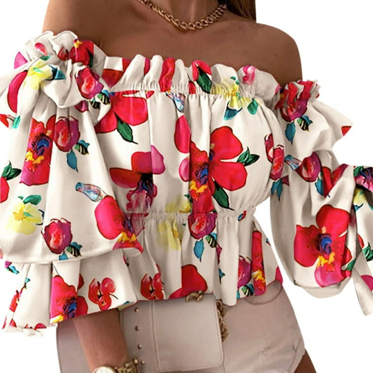 HSMQHJWE Young Womens Clothes Trendy Womens Long Sleeve Shirts For Layering Women One Shoulder Elegant Tops Blouse Leaky Shoulder Sleeve Short Top Top