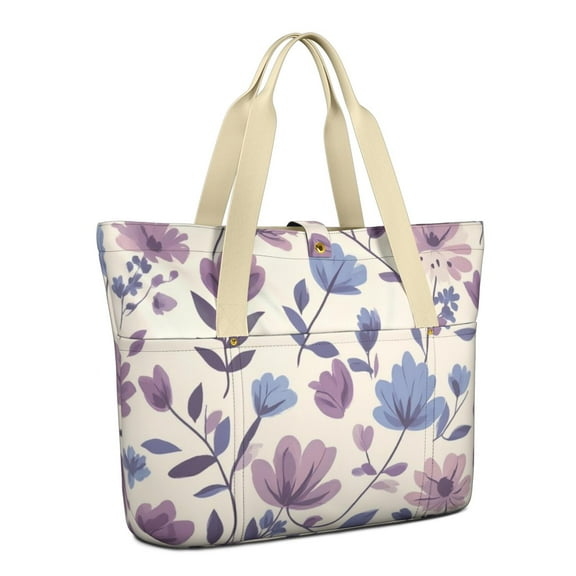 Tote Bag for Women - Pioneer Flower Shoulder Bag - Large Utility Work Duffle Bag with Zipper Handbag for Travel, Work, Sprots
