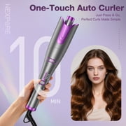 NEXPURE Automatic Curling Iron, 1 Ionic Deep Waver Hair Curler Tool, Ceramic Coating, Fast Heating, Dual Voltage, Anti-Scald, Purple