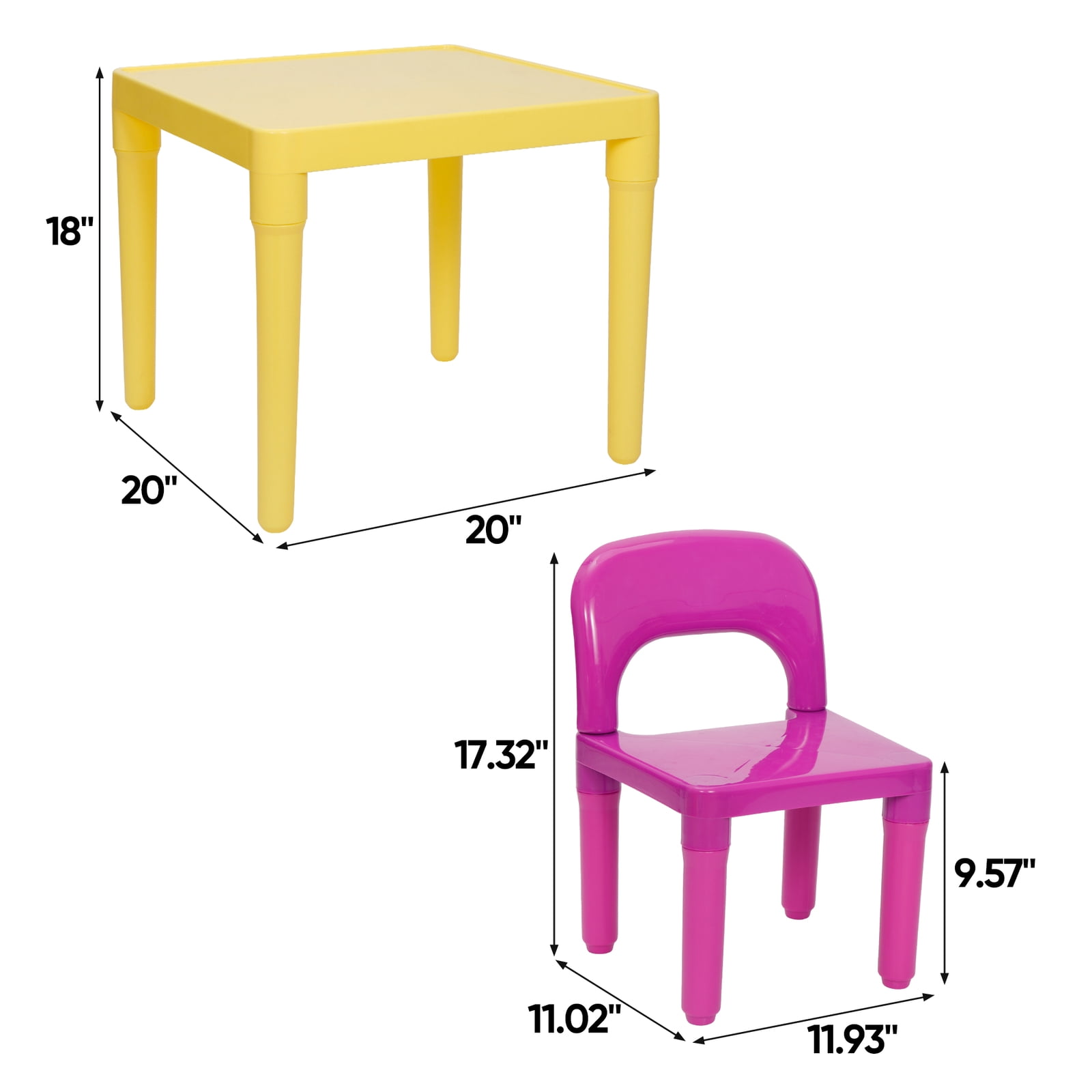 Favory Kids Table and 4 Chair Set, Yellow Table with Chairs - Sturdy Toddler Activity Table for Playtime, Arts, Crafts, Reading, and More - 5-Piece Children’s Furniture for Daycare Playroom
