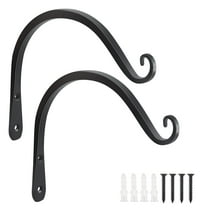 Deally 2 Pack 8 Inch Hanging Plant Bracket Wall Hooks Decorative Plant Hangers for Outdoor Hanging Bird Feeders, Wind Chimes, Plant Baskets, Black