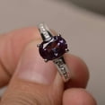 thumbnail image 1 of Wedding Ring Alexandrite Ring Oval Cut Gems Color Changing Gemstone June Birthstone Sterling Silver Ring, 1 of 3