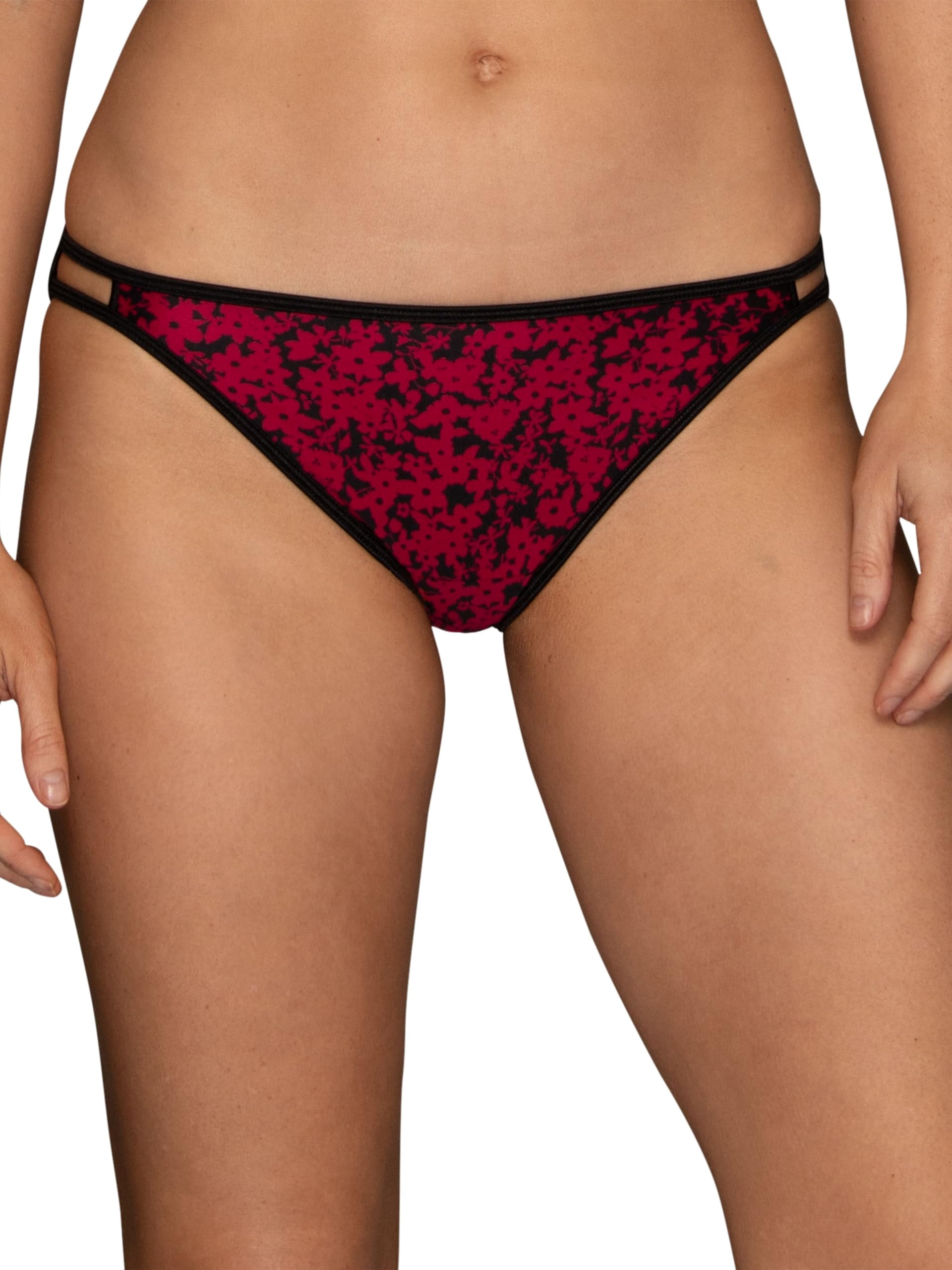 Vanity Fair Culottes Bikini String Illumination pour Femmes, Extensibles et Satinées, Imprimé Vacances