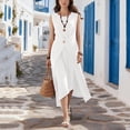 thumbnail image 2 of YuXingFu Sexy Dresses for Women Maxi Crew Neck Plus Size Womens Dress Sleeveless Solid Color Slim Fit Long Casual Summer White S, 2 of 8