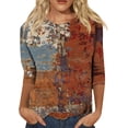 thumbnail image 1 of Generic Hauts à Manches 3/4 pour Femmes, Imprimé Floral Décontracté, Blouse d'Été Ample, 1 of 1