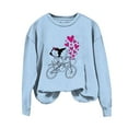 thumbnail image 1 of Gibobby Tops Mujeres Casual Camiseta estampada de talla grande con estampado del día de San Valentín para mujer Top informal de manga larga (Azul, S), 1 of 4
