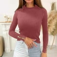 thumbnail image 2 of Women's Fall Slim Ribbed Knit Long Sleeve Tops Sweater Mock Turtleneck Stretch Shirts Basic Casual Solid Color Pullover, 2 of 5