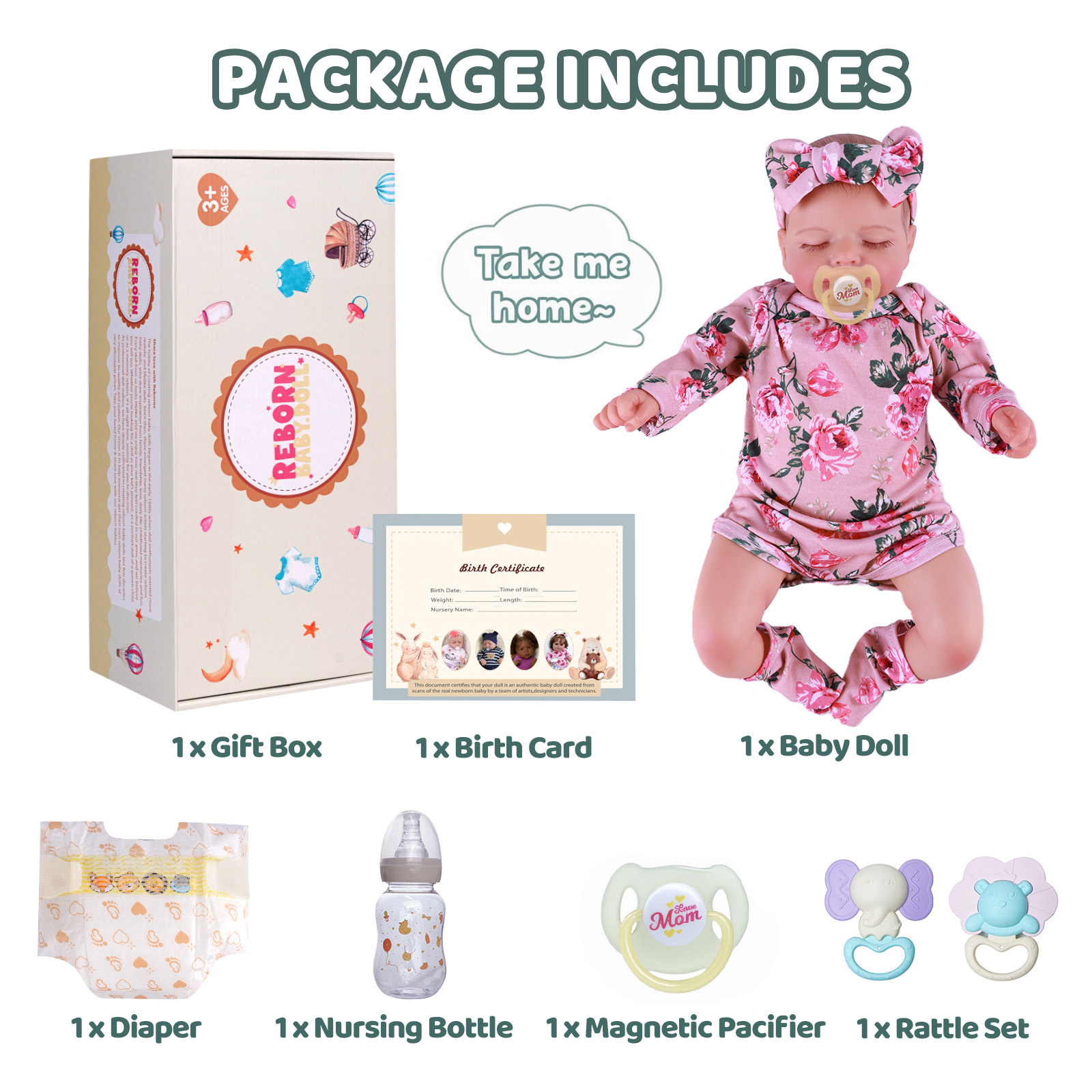 RSG Reborn Baby Dolls 20 inch Newborn Baby Dolls Full Body Cloth Baby Dolls with Gift Box for Kids Age 3+