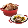 thumbnail image 6 of Hawsaiy 2-in-1 Cast Iron Dutch Oven Pot, Enameled Pots with Lid for Bread Baking, Cooking, Stewing, Heavy-Duty & Nonstick, Oven Safe up to 500°F, Dual Handles, Works on All Stovetops,Red, 6 of 11