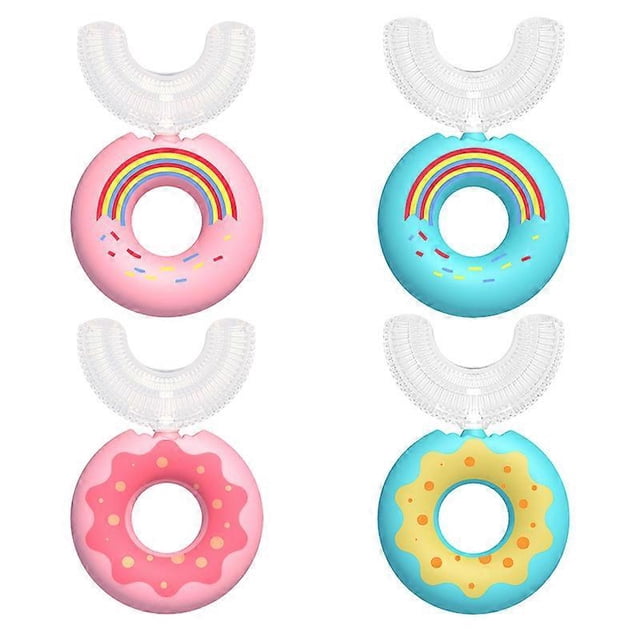 4 Pack Kids Toothbrush, Food Grade Silicone Head, Lovely 360 U-Shape Toothbrush for Kids 7-12 Years Old