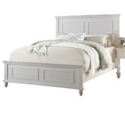 Bed Frame White Color Queen Size Bed Bedroom Furniture High Panel Headboard Footboard Plywood 1pc Bedframe