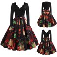 thumbnail image 2 of Vestido de fiesta de noche de Navidad con cuello en V y manga larga con estampado vintage para mujer Fridja  nbo3694, 2 of 9