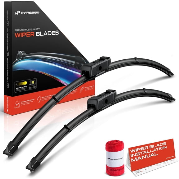 A-Premium Pack of 2 Windshield Wiper Blades with Wear Indicator & Towel - Compatible with Audi A3 2015-2016, RS3 2017-2020, S3 & Volkswagen Arteon - 26" and 19", TLPN Connector, Left and Right