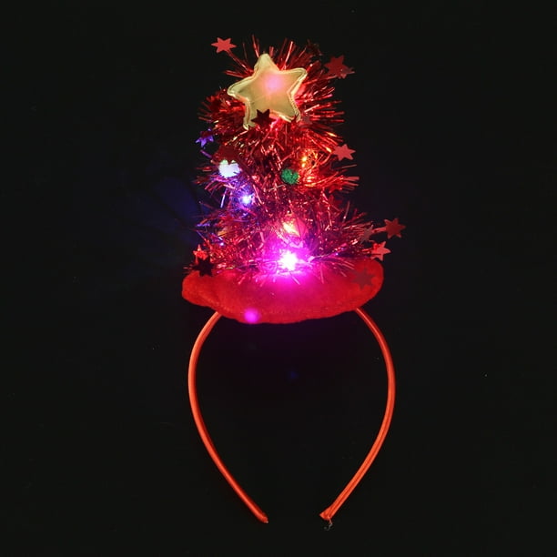 2 piezas de diadema con luces de Papá Noel que se adaptarán cómodamente a la mayoría de los adultos para la diadema de fiesta navideña. Gorro navideño divertido con luces LED.