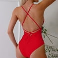 thumbnail image 6 of Women's One Piece Swimsuit Casual Fashion Backless Adjustable Strap Sexy Monokini Bikini Beach Swimwear for Summer Vacation Hot Spring Party,Red,L, 6 of 6