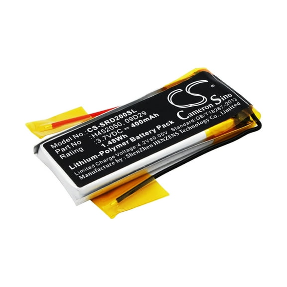 Replacement Battery for Cardo Q2,Q2 pro,rider Solo,Rider TeamSet Pro,Scala Rider TeamSet,PN:09D29,H452050,3.7V/400mAh